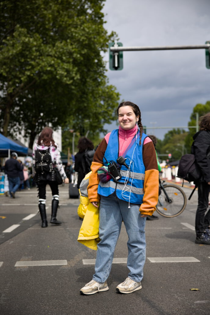 Kira Bönisch bei der Demo A100 Wegbassen in Berlin.