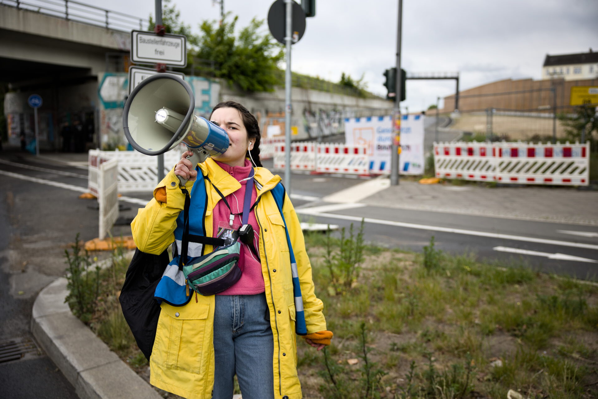 Kira Bönisch bei der Demo A100 Wegbassen in Berlin.