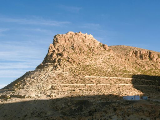 Explore the rocky mountain landscape of Toujane in Gabès Governorate, Tunisia.